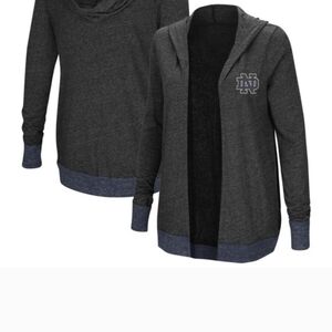Dark Gray Hooded Cardigan with Logo